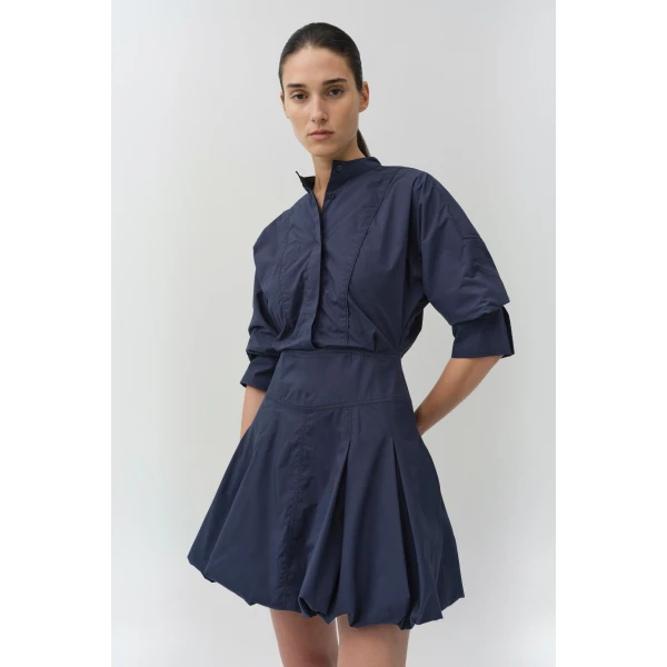 Simkhai Effie Cotton Bubble Mini Dress in Midnight, view 2