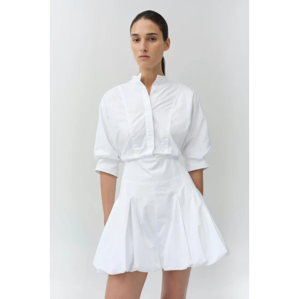 Simkhai Effie Cotton Bubble Mini Dress in White, view 2