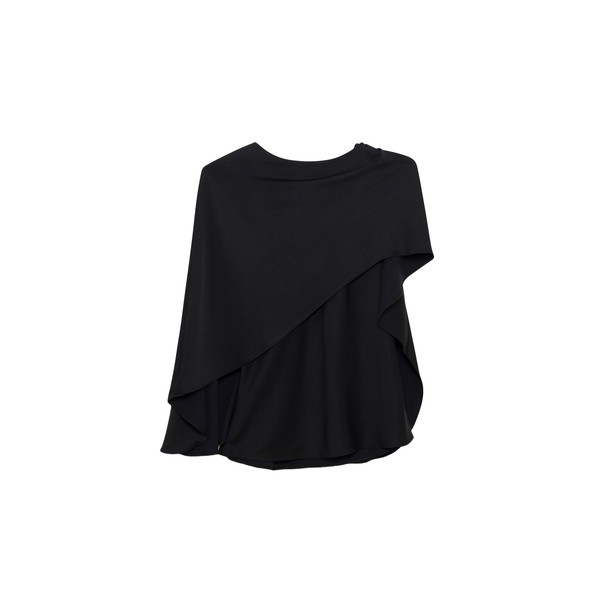 Simkhai Eliora Draped Satin Cape Top in Black