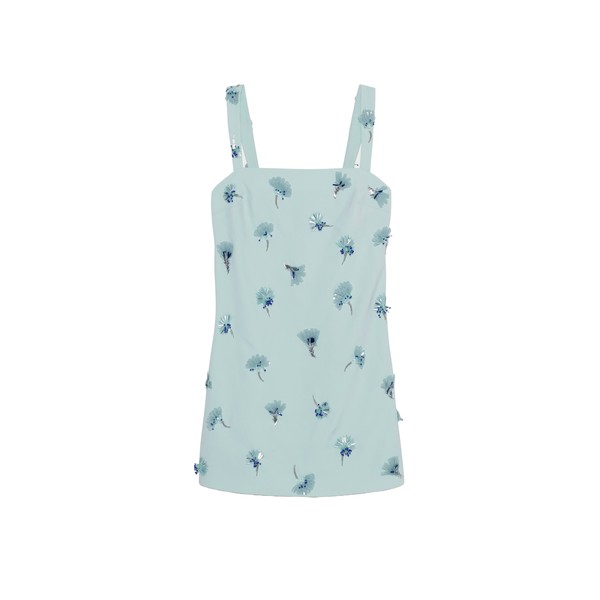 Simkhai Ella Embellished Crepe Mini Dress in Sky