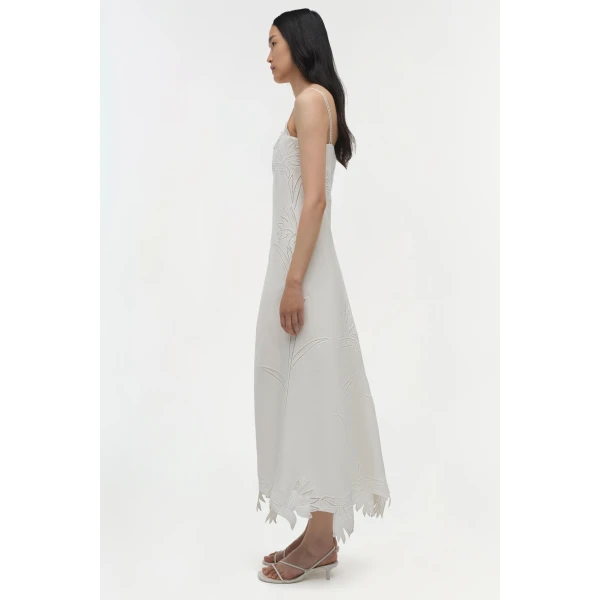 Simkhai Ellery Embroidered Bustier Midi Dress in White, view 4