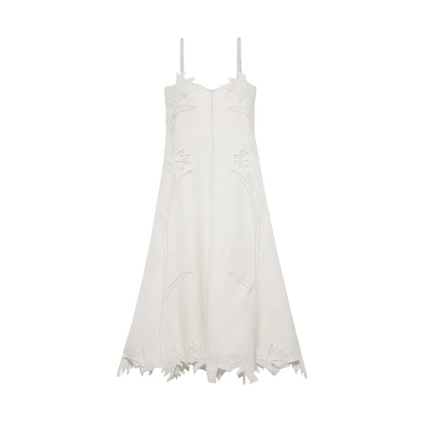 SIMKHAI Ellery Embroidered Bustier Midi Dress