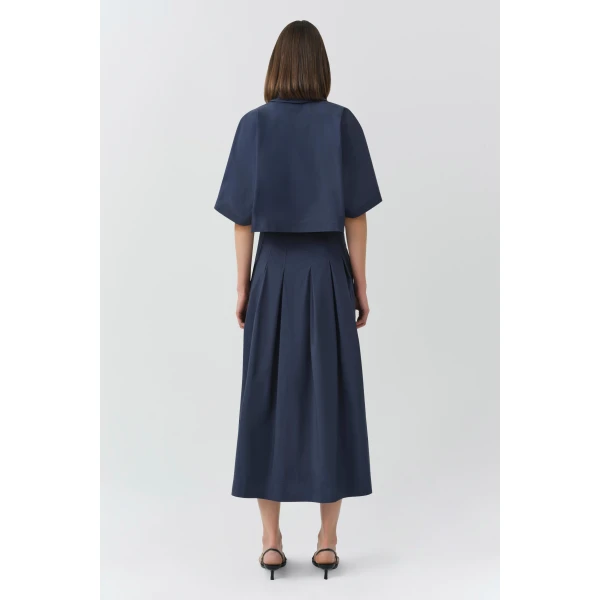 Simkhai Elora Cotton Midi Skirt in Midnight, view 4