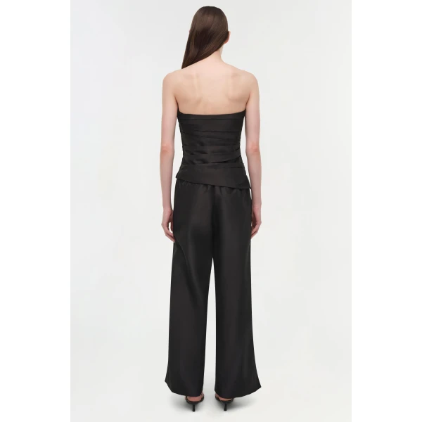 Simkhai Emerson Ruched Taffeta Bustier Top in Black, view 5