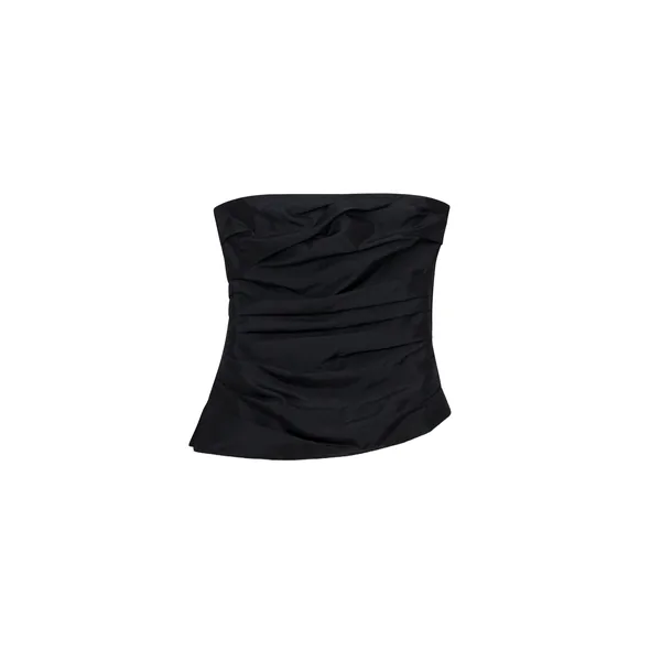 SIMKHAI Emerson Ruched Taffeta Bustier Top