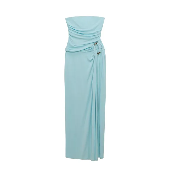 SIMKHAI Emma Strapless Draped Jersey Bustier Gown