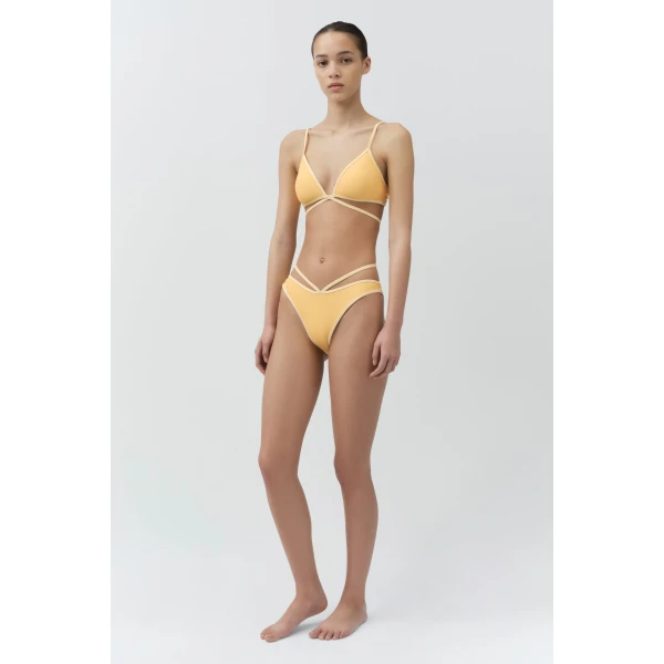 Simkhai Emmalynn Strappy Bikini Bottom in Buttercream Multi, view 4