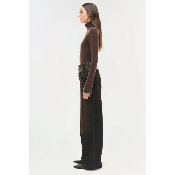Simkhai Fenwick Cashmere Turtleneck in Chocolate Knit, view 4