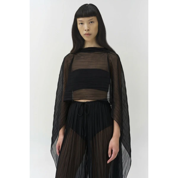Simkhai Genoa Crinkle Jersey Cape in Black, view 3