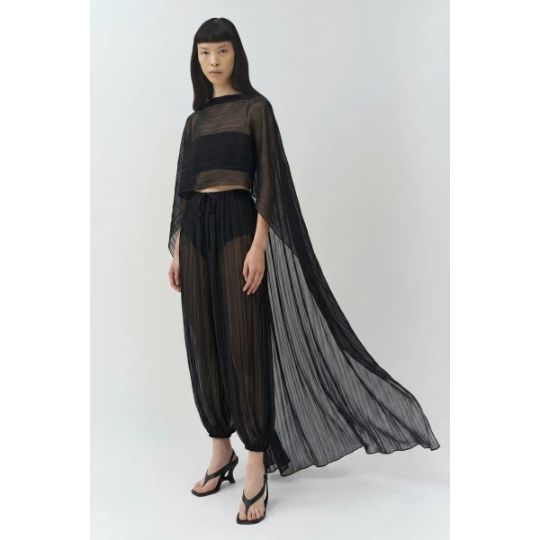 Simkhai Genoa Crinkle Jersey Cape in Black, view 4