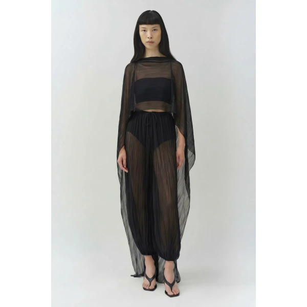Simkhai Genoa Crinkle Jersey Cape in Black, view 6