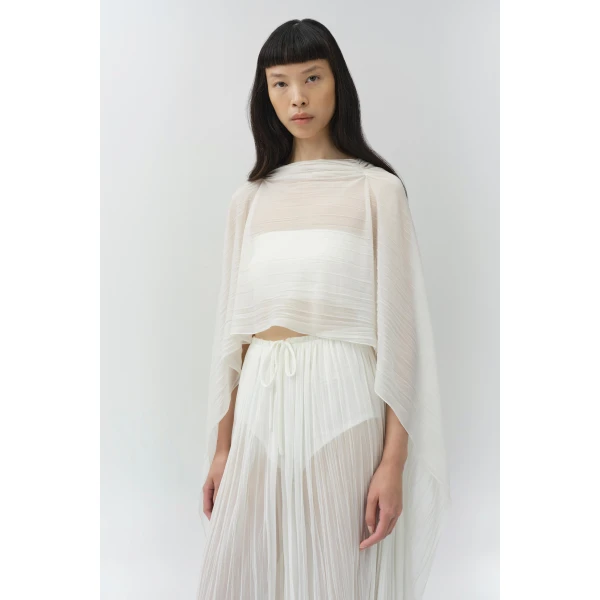Simkhai Genoa Crinkle Jersey Cape in Ivory, view 3