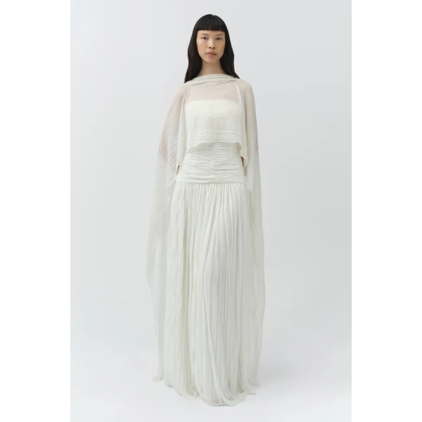 Simkhai Genoa Crinkle Jersey Cape in Ivory, view 5