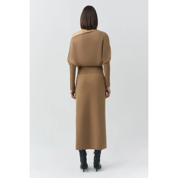 Simkhai Janese Off Shoulder Midi Dress in Camel, view 5