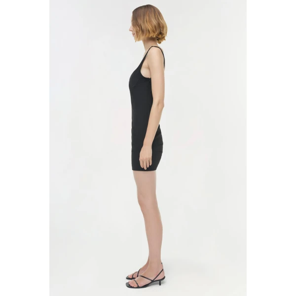 Simkhai Lindy Sculpted Scuba Mini Dress in Black, view 4