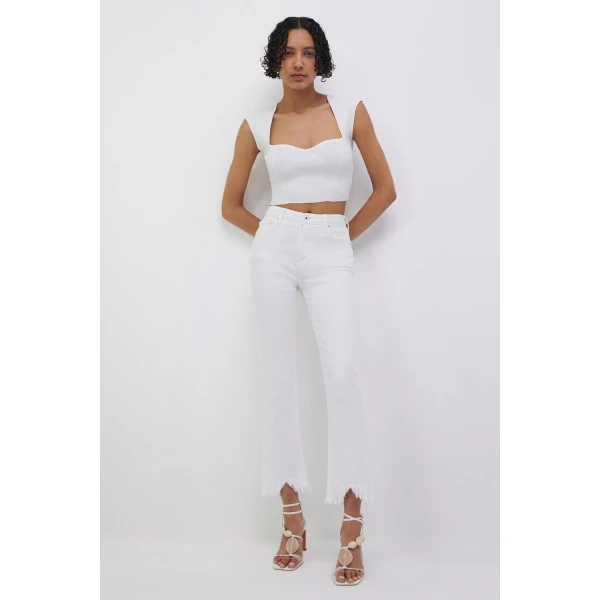 Simkhai River Straight Leg Denim in Distressed White, view 2