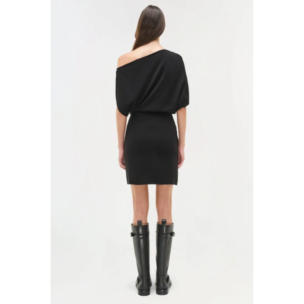 Simkhai Shania Off Shoulder Knit Mini Dress in Black, view 7
