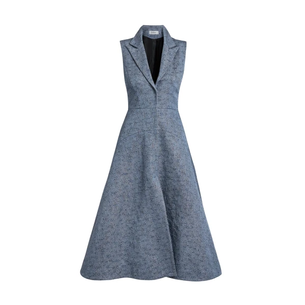 Fifi Midi Dress in Denim Jacquard