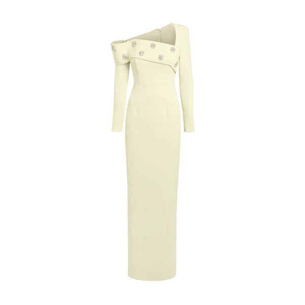 Yemihma Long Dress in Buttermilk with Embroidery