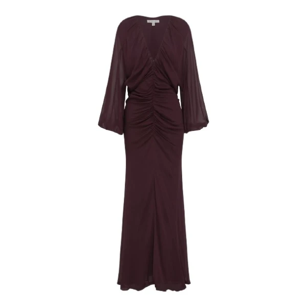 Shona Joy Amina Gathered Low Plunged Maxi Dress