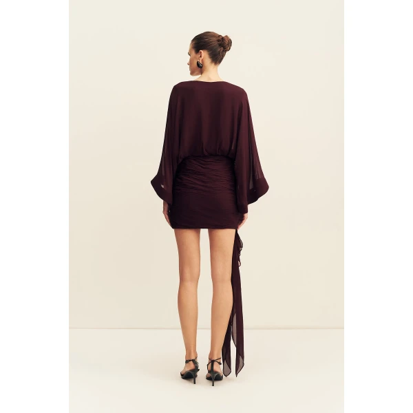 Shona Joy Amina Long Sleeve Plunged Mini Dress