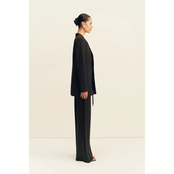 Shona Joy Benji Satin Contrast Tuxedo Blazer