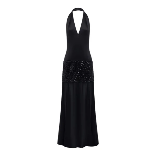 Shona Joy Bianca Halter Plunged Maxi Dress