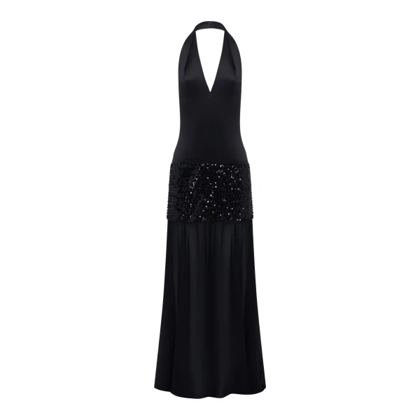 Shona Joy Bianca Halter Plunged Maxi Dress