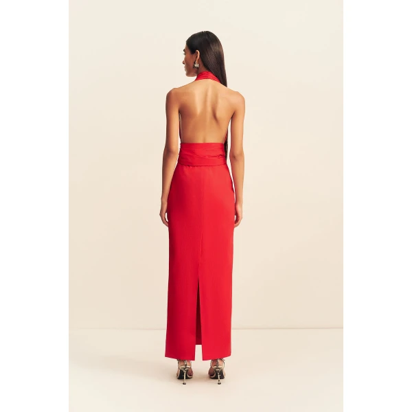 Shona Joy Campbell Halter Plunged Maxi Dress