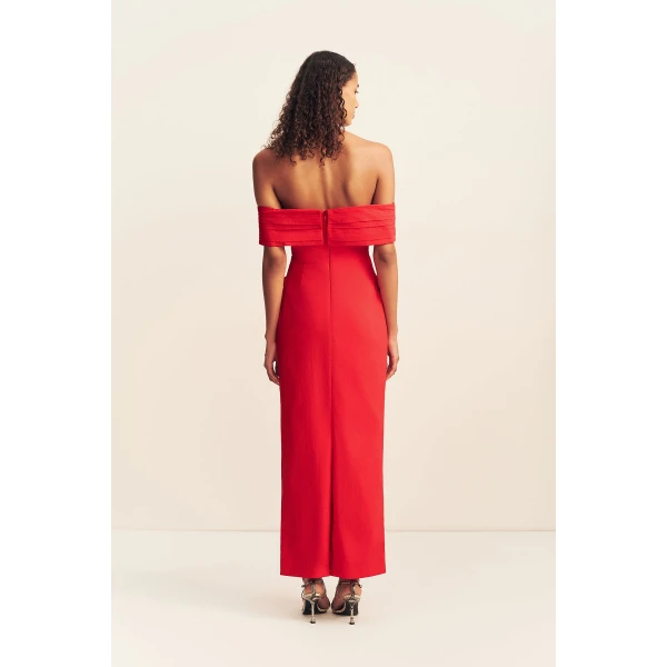 Shona Joy Campbell Off Shoulder Fitted Maxi Dress