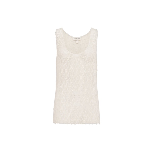 Shona Joy Talitha Sheer Fringe Scoop Neck Top
