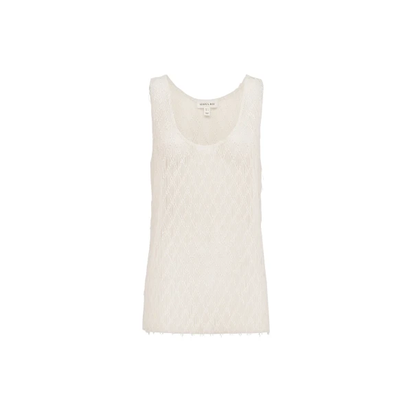Talitha Sheer Fringe Scoop Neck Top