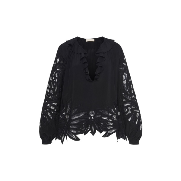 ulla johnson adonis silk applique blouse