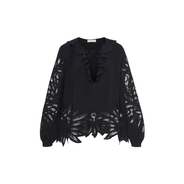 ulla johnson adonis silk applique blouse