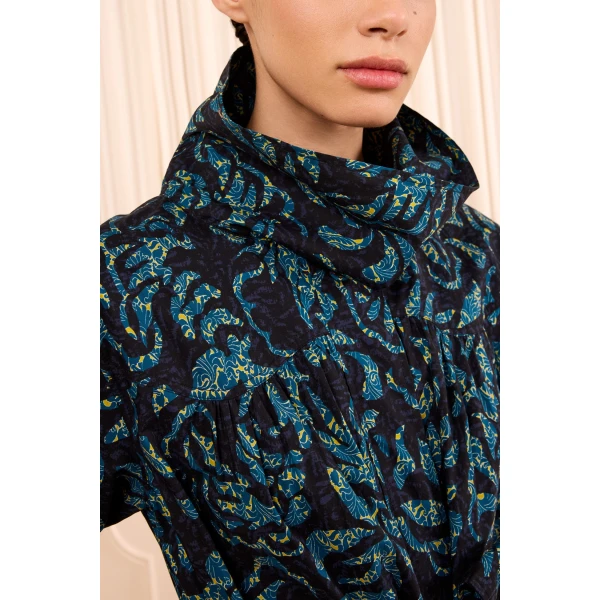 amira high neck cotton dress midnight