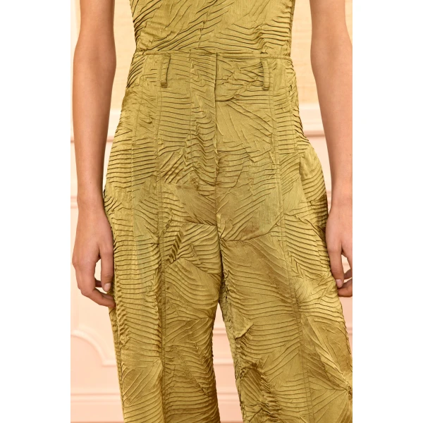 carine satin pant moss gold