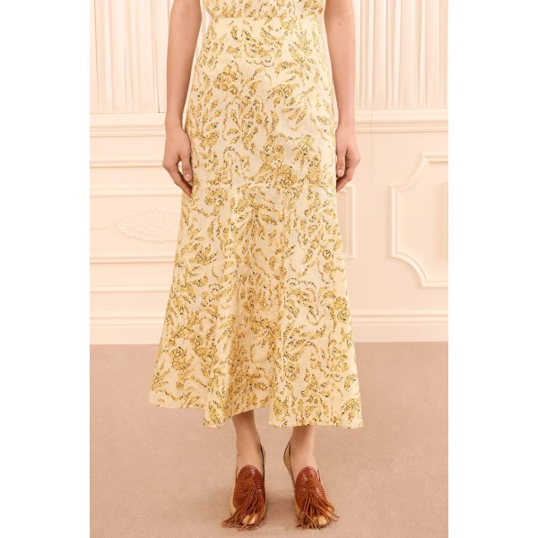 clarisse trumpet midi skirt chamomile