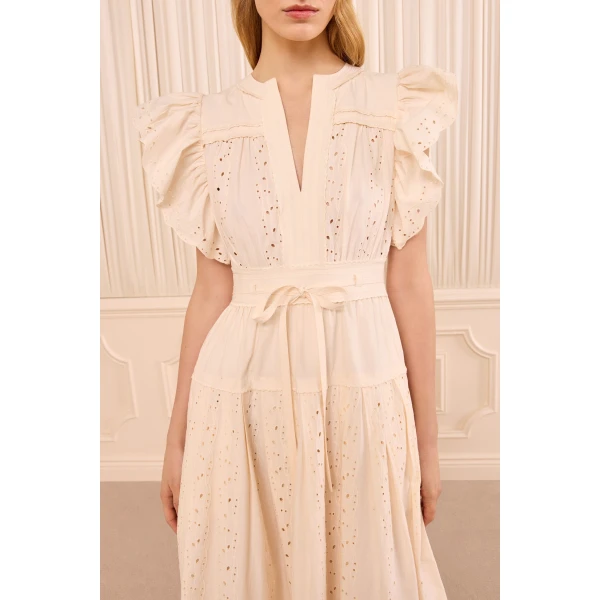 dani short sleeve cotton dress pearled ivory