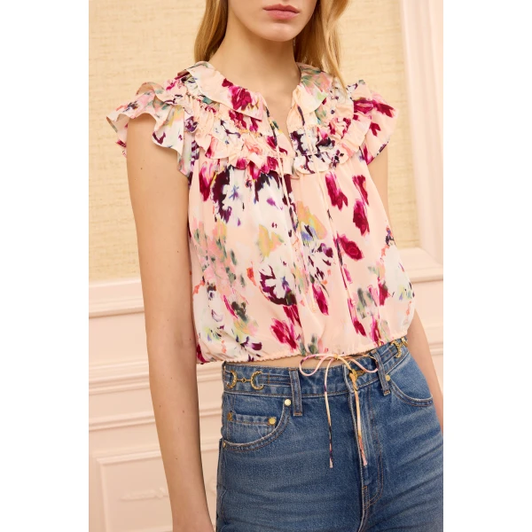 eleonore silk top summer garden