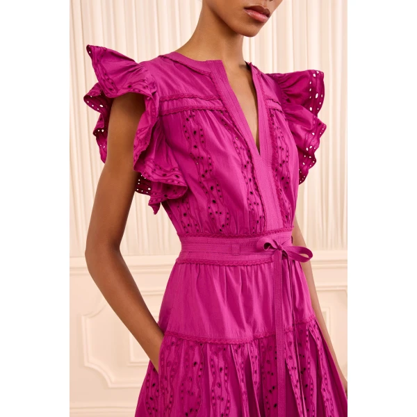 elvira short sleeve cotton dress orchid