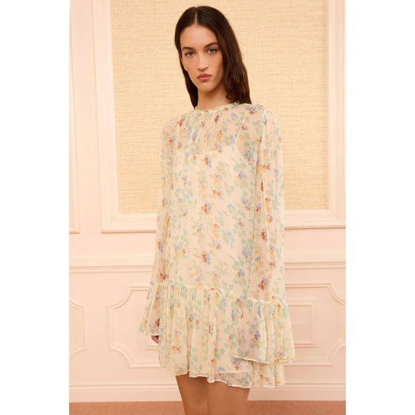 emmeline silk mini dress moon petal