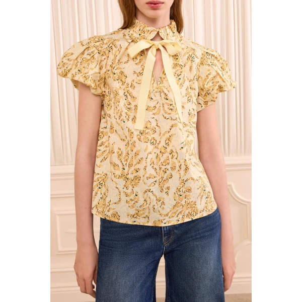 estela short sleeve cotton top chamomile