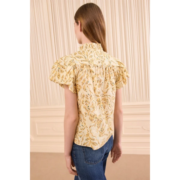 ulla johnson estela short sleeve cotton top