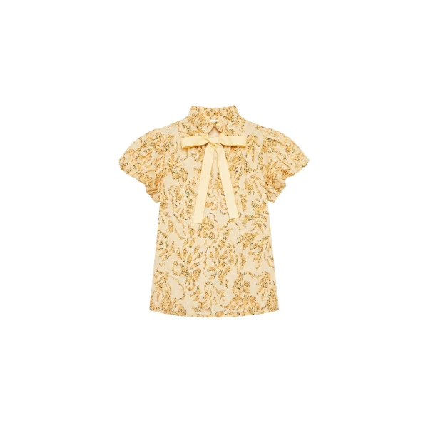 ulla johnson estela short sleeve cotton top