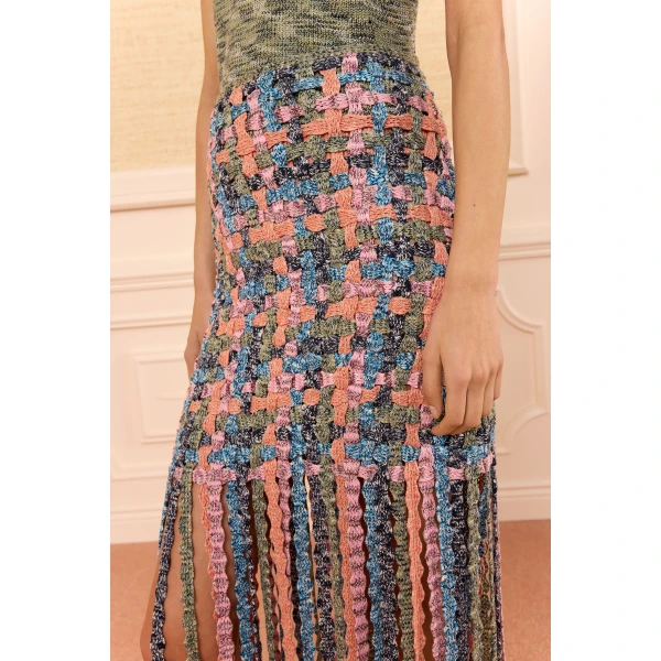 gais knit skirt with fringe sunweave
