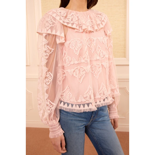 ivy tulle blouse blush