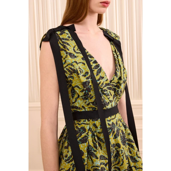 karina cotton bow dress chartreuse
