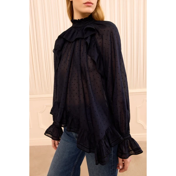 marcella long sleeve cotton blouse nightfall