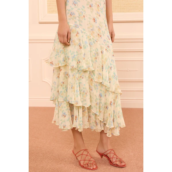 meadow silk midi skirt moon petal