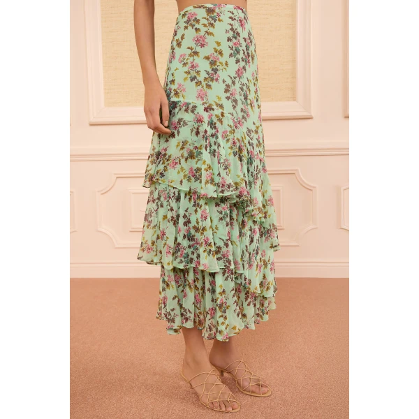 meadow silk midi skirt opaline